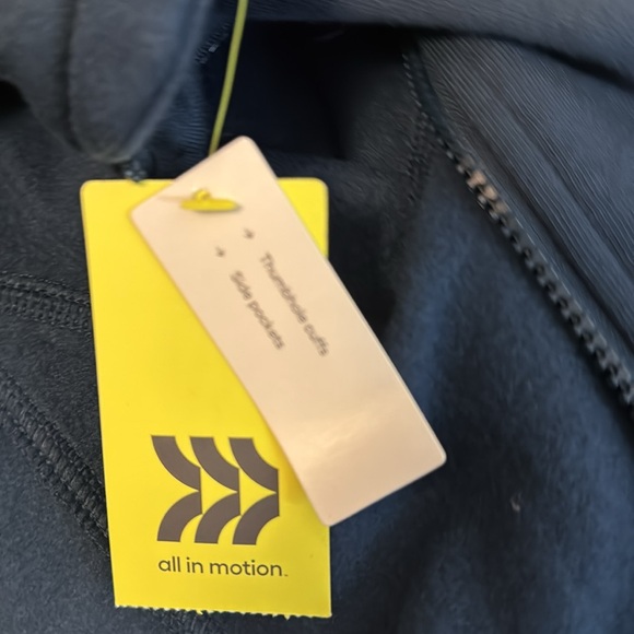 All In Motion Women’s Navy Blue Full Zip Hoodie Thumbholes Pockets Sz XS NWT - Picture 7 of 8